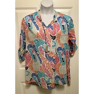 Fresh Produce Tunic Top Women's Size Medium Large Floral Gauze Shirt Beach Cover